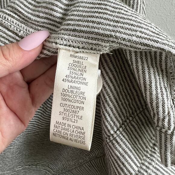 Max Studio Pinstripe Blazer Women's XS Linen Blend Oversized 3/4 Sleeve Ruched - Picture 8 of 8